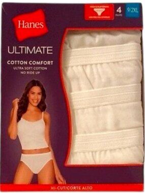 NIB Hanes Hi Cut Briefs (4) Size 9/2XL